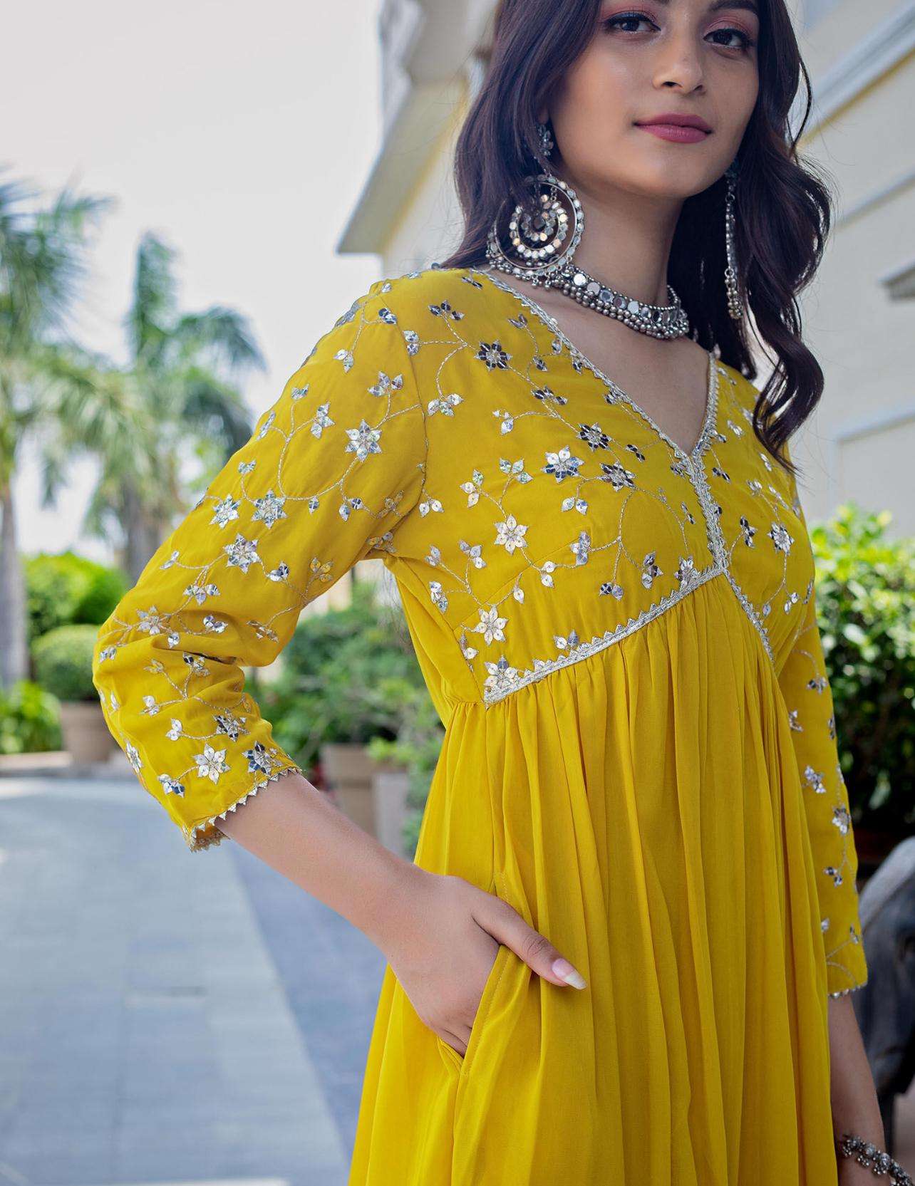 Women's Rayon embroidery work Georgette Fit & Flare Dress - Image 2